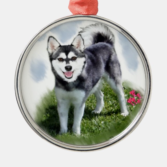 Ornamento De Metal Alaskan Klee Kai Art (Frente)