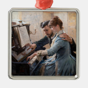 Ornamento De Metal Albert Edelsense - Tocando o Piano