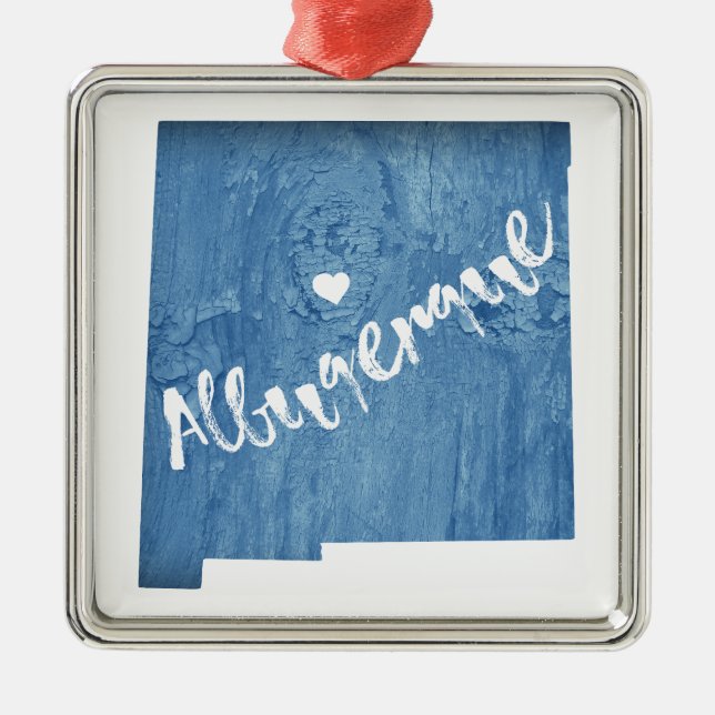 Ornamento De Metal Albuquerque Novo México Madeira Grain (Frente)