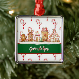 Ornamento De Metal Aldeia de Casa de Gingerbread de Natal Adicione Se