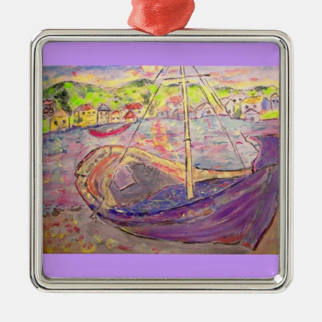 Ornamento De Metal aldeia grega de pesca (Frente)