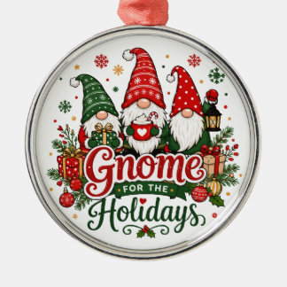 Ornamento De Metal Alegres Gnominos de Natal Design de Férias