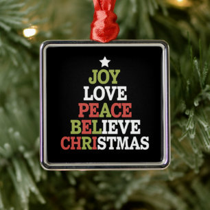 Ornamento De Metal Alegria Amor Paz Acredite Árvore de Natal Família 