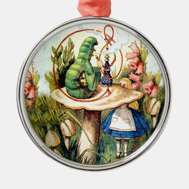 Ornamento De Metal Alice e Caterpillar no país das maravilhas (Frente)