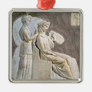 Ornamento De Metal Alivio que descreve uma mulher nela toile