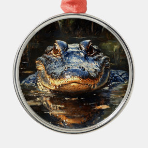 Ornamento De Metal Alligador Cute na pintura de Flórida Everglades
