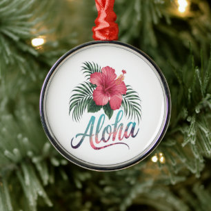 Ornamento De Metal Aloha Ilhas Havaianas Havaí Flor de Hibisco