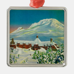 Ornamento De Metal Alojamento do Timberline no inverno na capa do Mt.