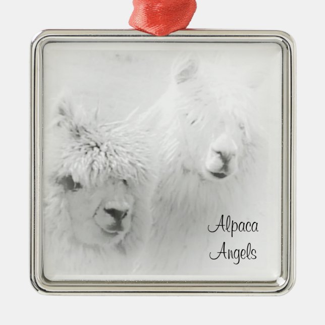 Ornamento De Metal Alpaca Angels White Alpacas Ornament (Frente)
