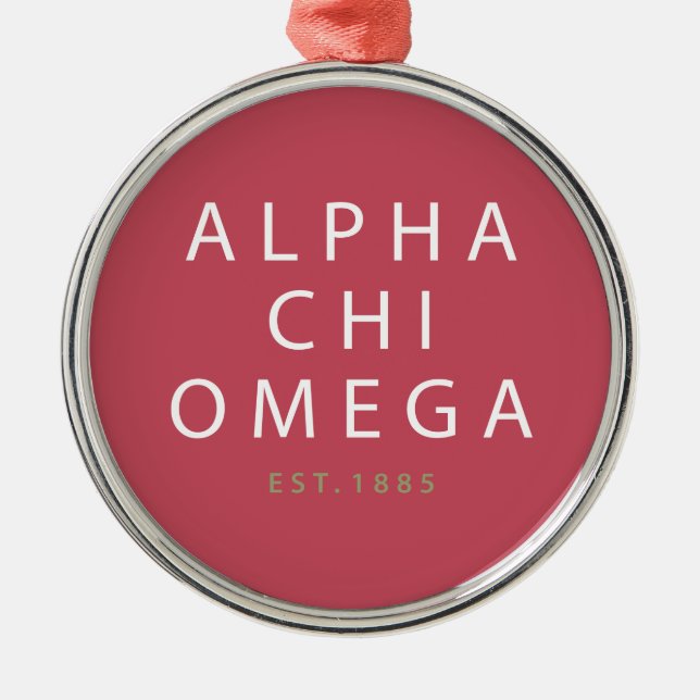 Ornamento De Metal Alpha Chi Omega| Est.1885 (Frente)