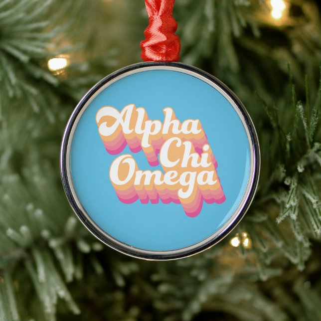 Ornamento De Metal Alpha Chi Omega | Groovy Script (Árvore)