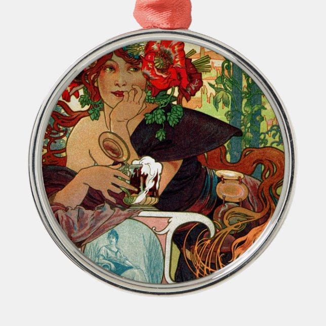 Ornamento De Metal Alphonse Mucha Bieres De La Meuse (Frente)