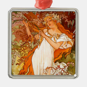 Ornamento De Metal Alphonse Mucha Primavera