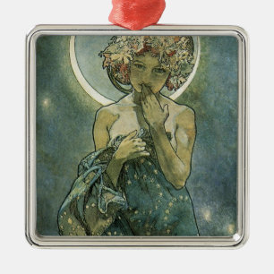 Ornamento De Metal Alphonse Mucha Stunning Art Nouveau Mulher #18