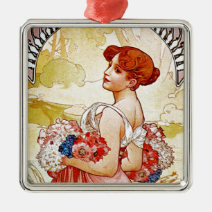 Ornamento De Metal Alphonse Mucha Summer