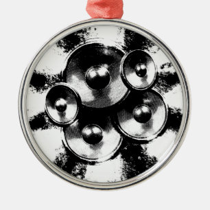 Ornamento De Metal Alto-falantes de música preto e branco em um círcu
