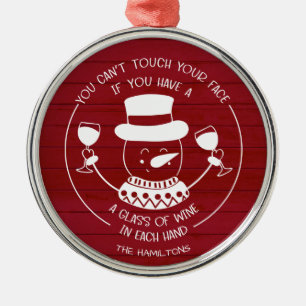 Ornamento De Metal Amantes do Vinho Engraçado 2020 Covid Natal Madeir