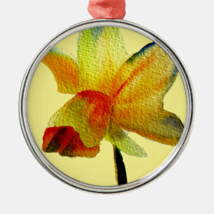 Ornamento De Metal Amarelo Daffodil watercolor Primavera
