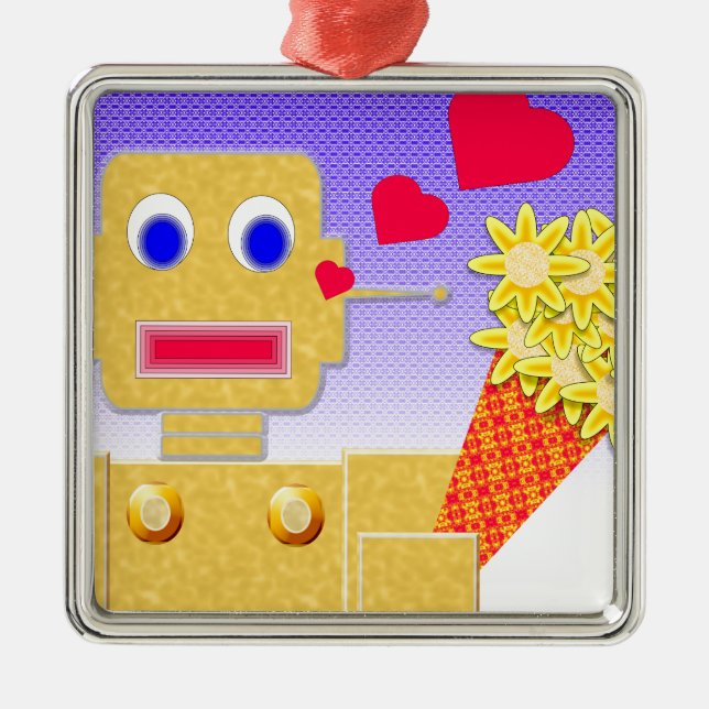 Ornamento De Metal Ame-me, sou um Bot (Frente)
