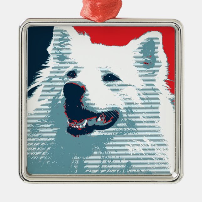Ornamento De Metal American Eskimo Dog Policy Hope Parody (Frente)