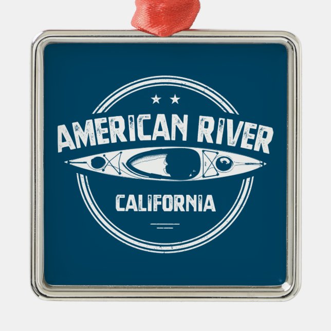 Ornamento De Metal American River California Kayaking (Frente)