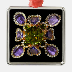 Ornamento De Metal Ametista, Diamantes, Artesanais, Emeralds