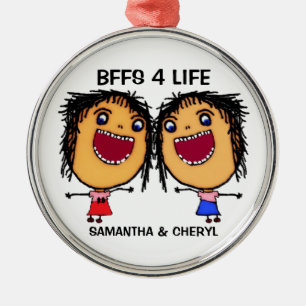 Ornamento De Metal Amigas Para Toda a Vida Cartoon