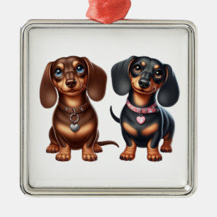 Ornamento De Metal Amigos bonitos de dachshund