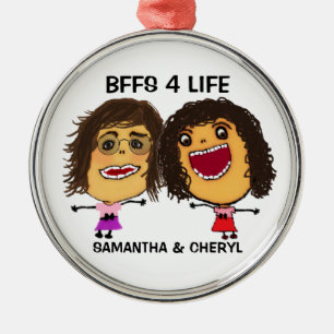 Ornamento De Metal Amigos ou Irmãs de Desenho Animado