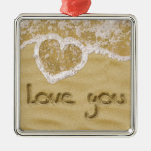 Ornamento De Metal "Amo-te" Coração escrito em Areia