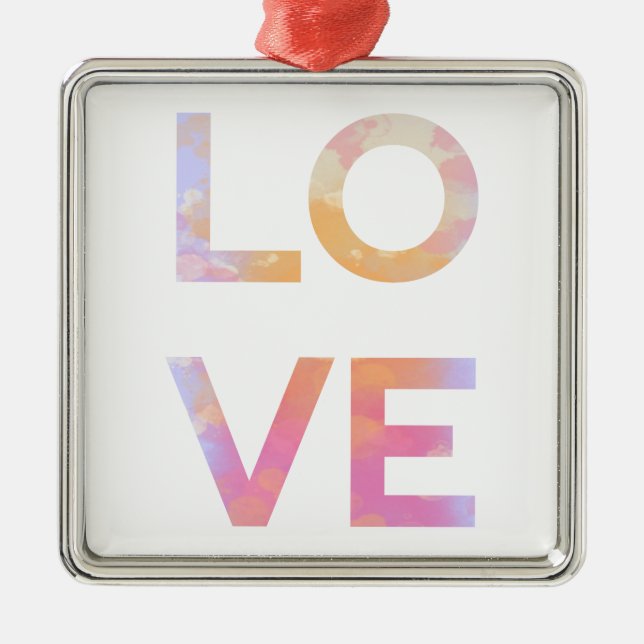 Ornamento De Metal Amor, aquarela (Frente)