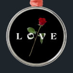 Ornamento De Metal Amor Rosa vermelha<br><div class="desc">Rosa vermelha Amor com ornamento premium.</div>