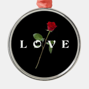 Ornamento De Metal Amor Rosa vermelha