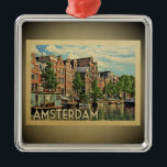 Ornamento De Metal Amsterdam Viagens vintage Ornament Países Baixos<br><div class="desc">Um ornamento legal,  estilo vintage,  Amesterdã,  com um canal holandês tranquilo.</div>