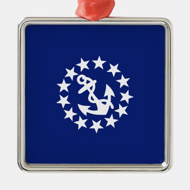 Ornamento De Metal Anchor de Bandeira Náutica Americana Anchura Azul (Frente)