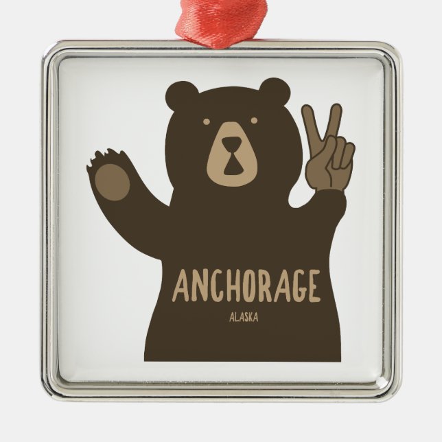 Ornamento De Metal Anchorage Alaska Peace Bear (Frente)