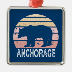 Ornamento De Metal Anchorage Alaska Retro Bear