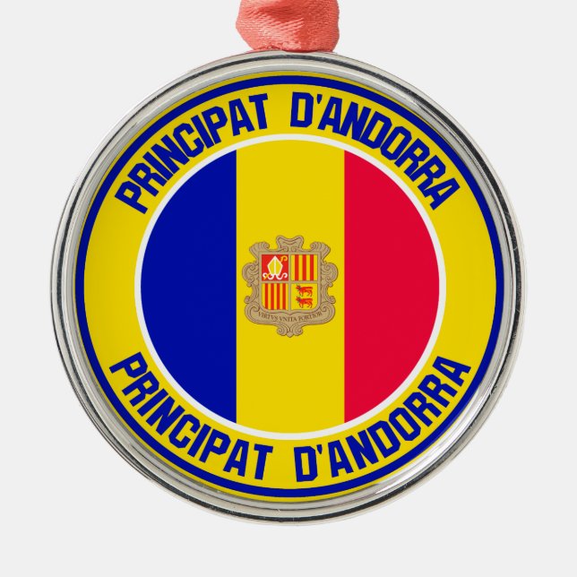 Ornamento De Metal Andorra Round Emblem (Frente)
