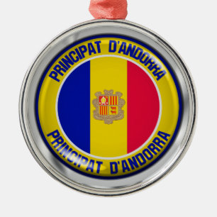 Ornamento De Metal Andorra Round Emblem