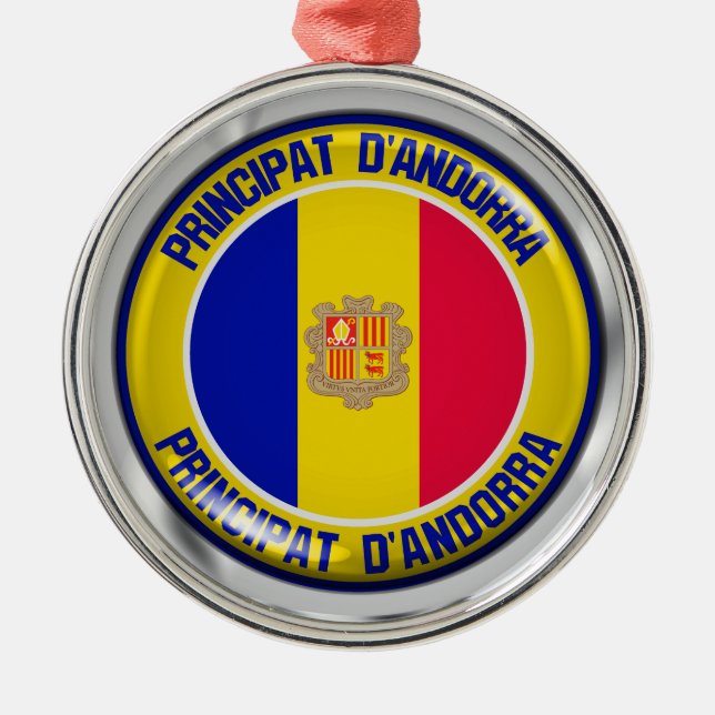 Ornamento De Metal Andorra Round Emblem (Frente)