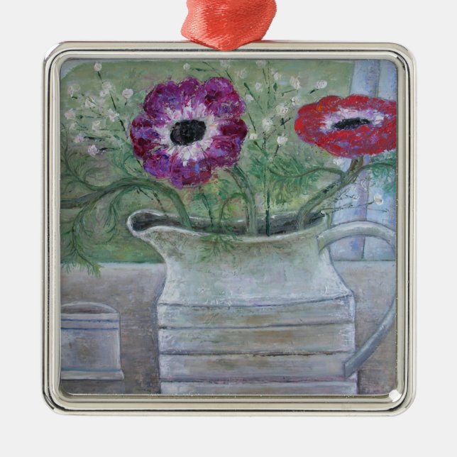 Ornamento De Metal Anêmonas no jarro branco 2013 (Frente)