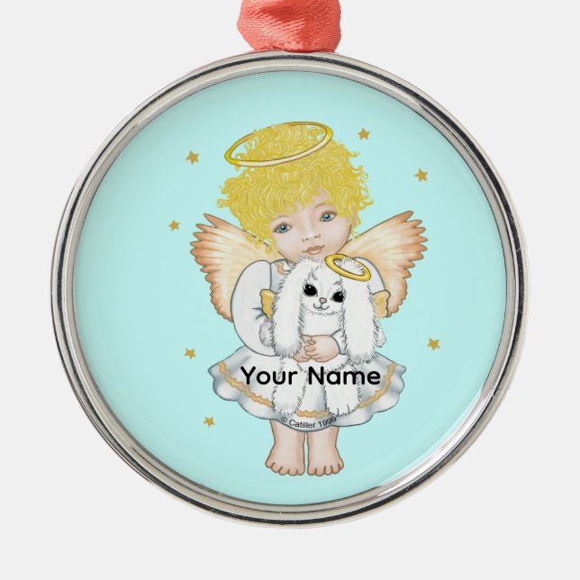 Ornamento De Metal Angel e Bunny Ornament (Frente)