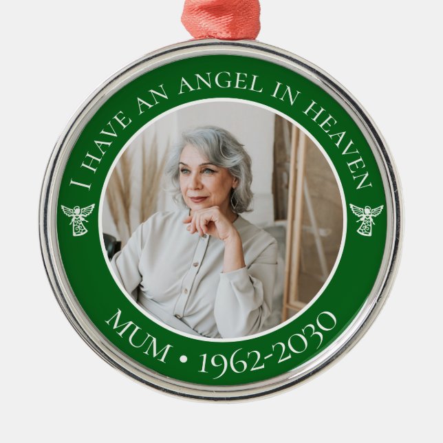 Ornamento De Metal Angel in Heaven Mãe Memorial Photo (Frente)