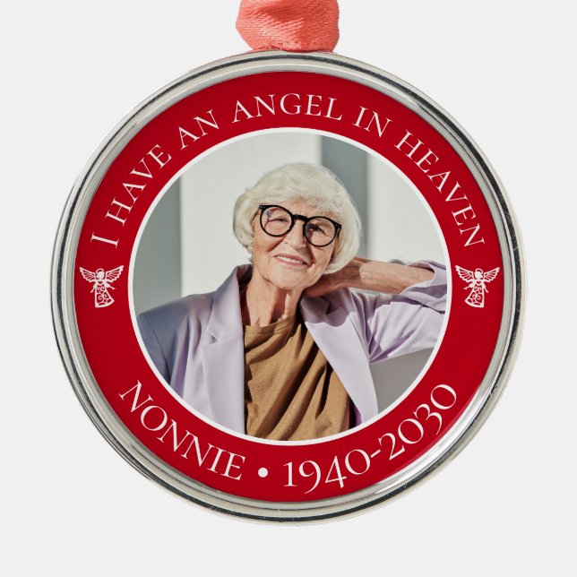 Ornamento De Metal Angel in Heaven Nonnie Memorial Photo (Frente)