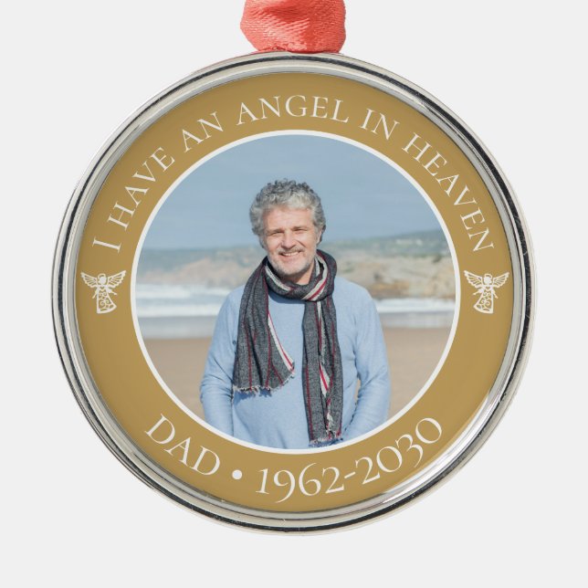 Ornamento De Metal Angel in Heaven Pai Memorial Photo (Frente)