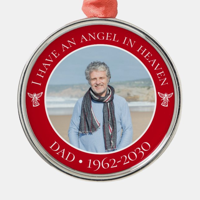 Ornamento De Metal Angel in Heaven Pai Memorial Photo (Frente)
