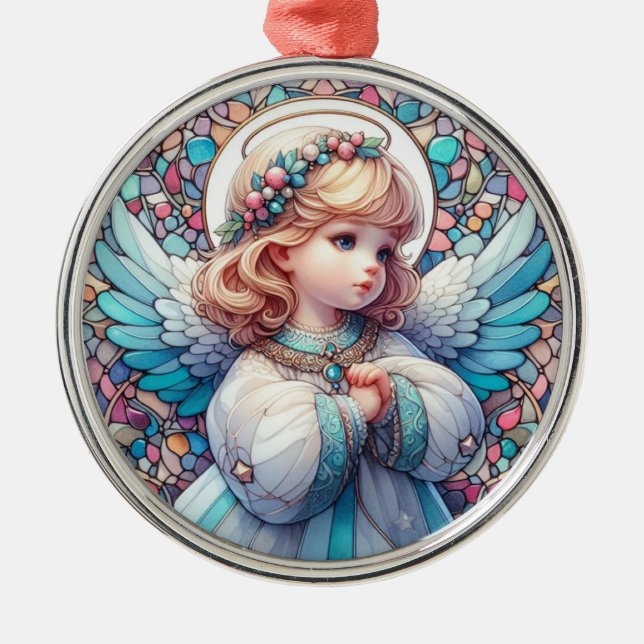 Ornamento De Metal Angel Round Ornament (Frente)