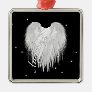 Ornamento De Metal ANGEL WINGS 'Acredite' Coração Negro Starry