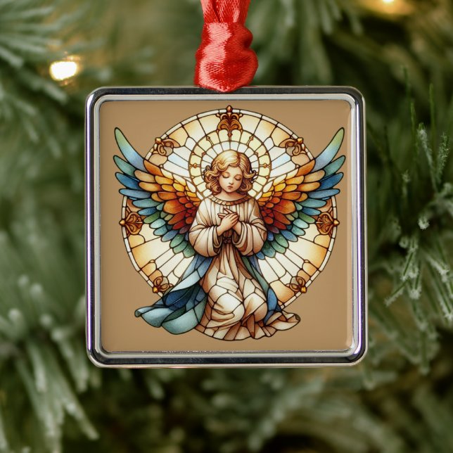 Ornamento De Metal Angelic Stained Glass Reversible (Árvore)