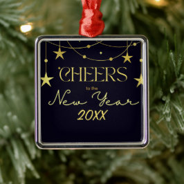 Ornamento De Metal Anima-se com as estrelas de mensagem de Ano Novo